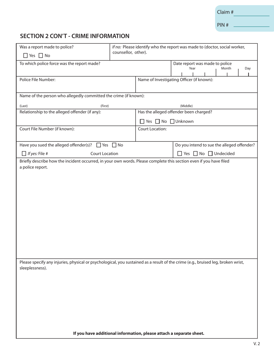 British Columbia Canada Crime Victim Assistance Program Victim Application Fill Out Sign 1218