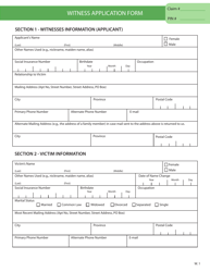 Crime Victim Assistance Program Witness Application - British Columbia, Canada, Page 3