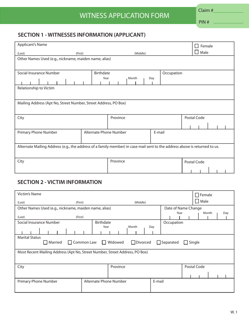 Crime Victim Assistance Program Witness Application - British Columbia, Canada, Page 3