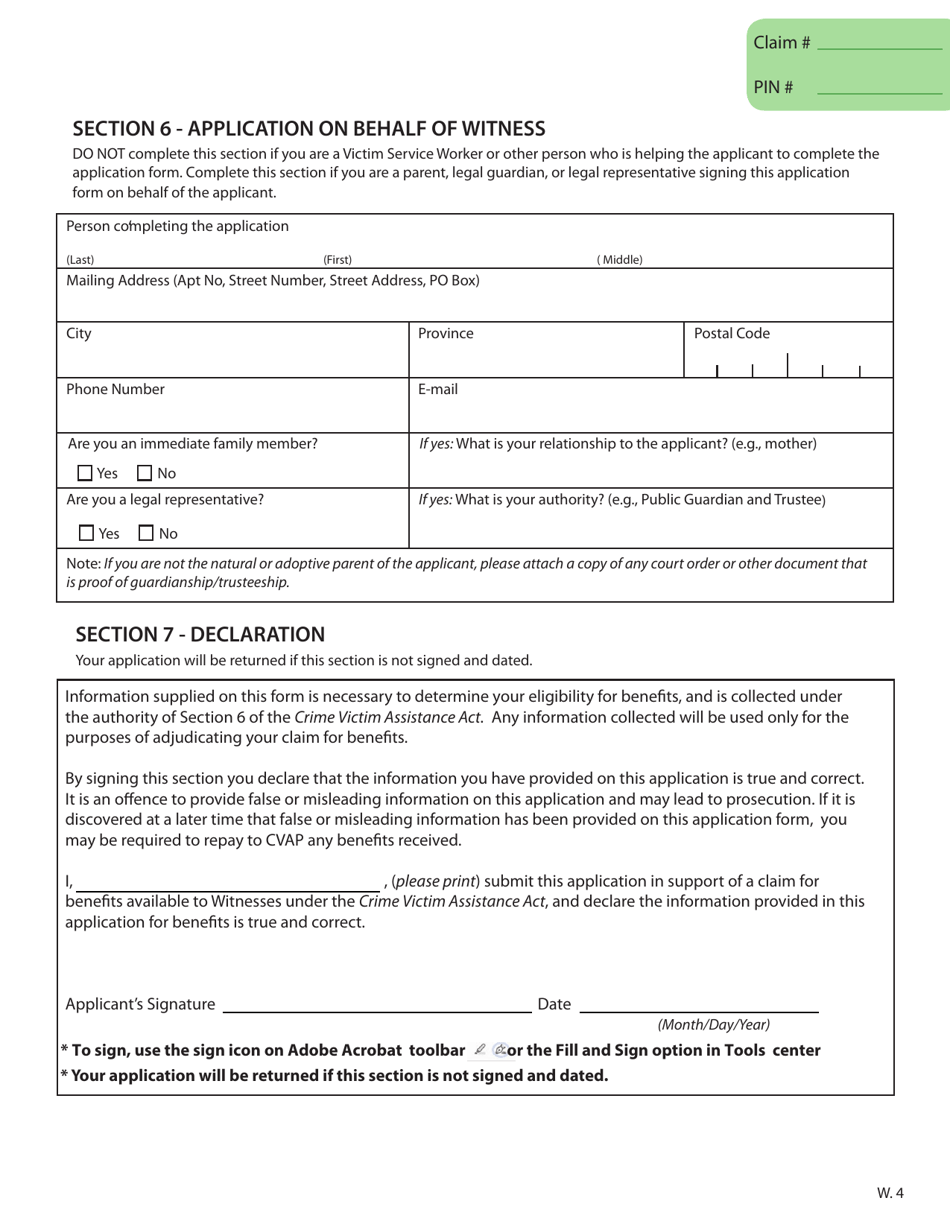 Crime Victim Assistance Program Witness Application - British Columbia, Canada, Page 6