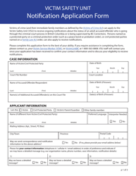 Victim Safety Unit Notification Application Form - British Columbia, Canada, Page 2