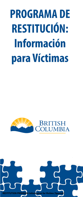 Restitution Program Application Form for Victims - British Columbia, Canada (English/Spanish)
