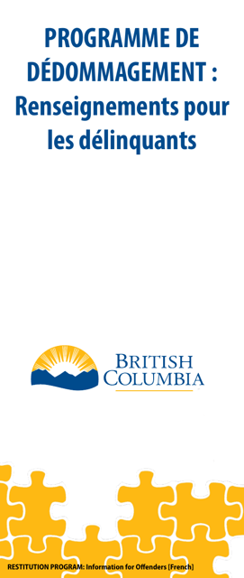 Restitution Program Application Form for Offenders - British Columbia, Canada (English/French)