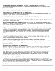 Form 11314E-B Birth Parent&#039;s Guide for Completing and Submitting an Application to Register or Withdraw a Notice of Contact Preference Under the Vital Statistics Act - Ontario, Canada, Page 2