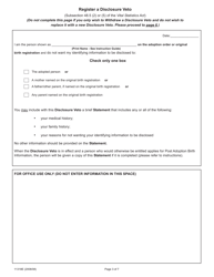 Form 11318 Adoption Information Disclosure Application to Register or Withdraw a Disclosure Veto - Ontario, Canada, Page 3
