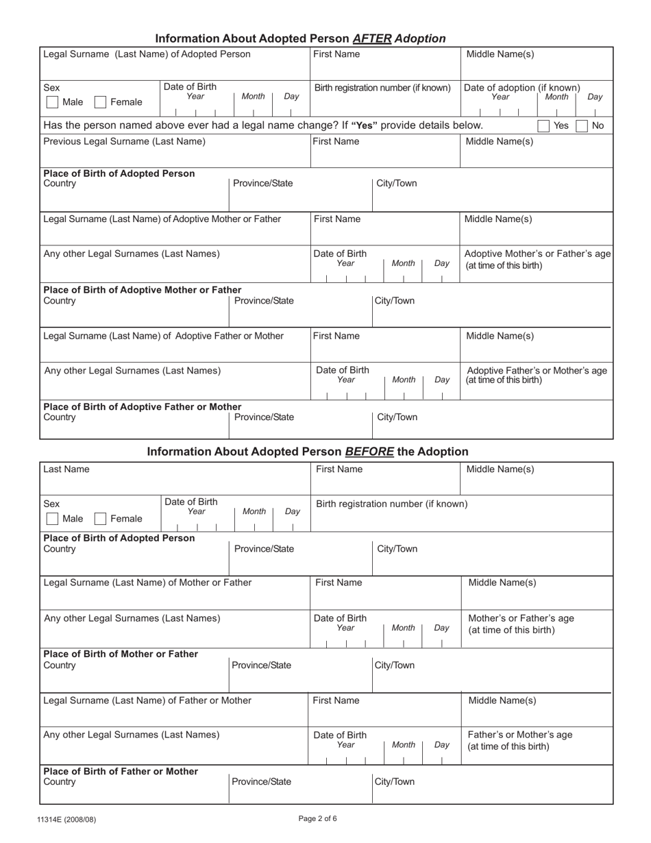 Form 11314 - Fill Out, Sign Online and Download Fillable PDF, Ontario ...