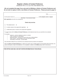 Form 11314 Adoption Information Disclosure Application to Register or Withdraw a Notice of Contact Preference - Ontario, Canada, Page 3