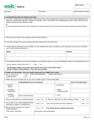 Form 6 (0006A) Worker&#039;s Report of Injury/Disease - Ontario, Canada, Page 2