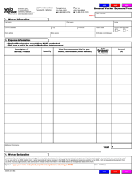 Document preview: Form 3164A General Worker Expense Form - Ontario, Canada