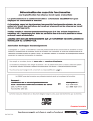 Document preview: Forme 2647B Determination DES Capacites Fonctionnelles Pour La Planification D'un Retour Au Travail Rapide Et Securitaire - Ontario, Canada (French)