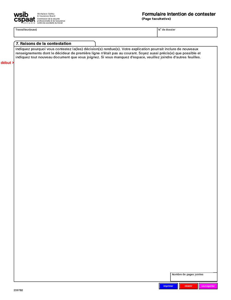 Forme 2397B Formulaire Intention De Contester - Ontario, Canada (French), Page 2