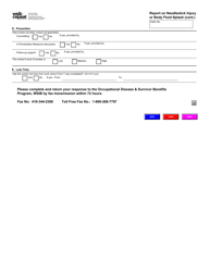 Form 2819A Report on Needlestick Injury or Body Fluid Splash - Ontario, Canada, Page 2