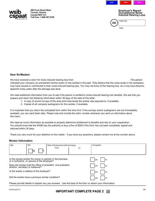 Form 0137A  Printable Pdf