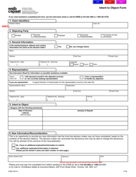 Document preview: Form 2399A Intent to Object Form - Ontario, Canada