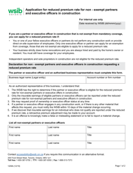 Form 1209A &quot;Application for Reduced Premium Rate for Non - Exempt Partners and Executive Officers in Construction&quot; - Ontario, Canada