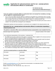 Form 1209A Application for Reduced Premium Rate for Non - Exempt Partners and Executive Officers in Construction - Ontario, Canada