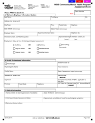 Document preview: Form 0201A Wsib Community Mental Health Program Assessment Form - Ontario, Canada
