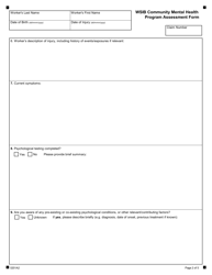 Form 0201A Wsib Community Mental Health Program Assessment Form - Ontario, Canada, Page 2