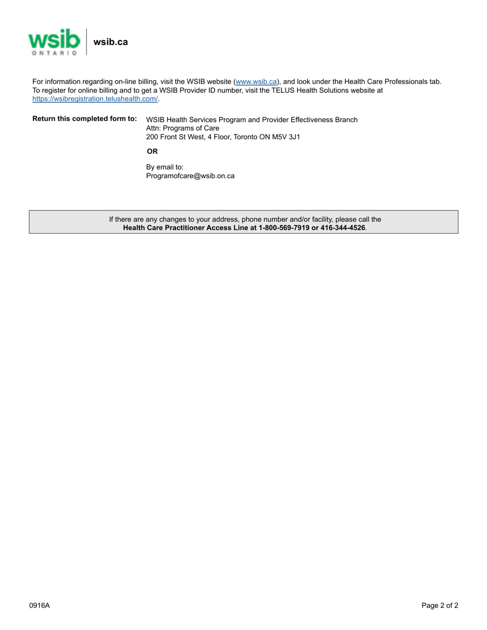 Form 0916A Application to Deliver Program(S) of Care (Poc) - Ontario, Canada, Page 2