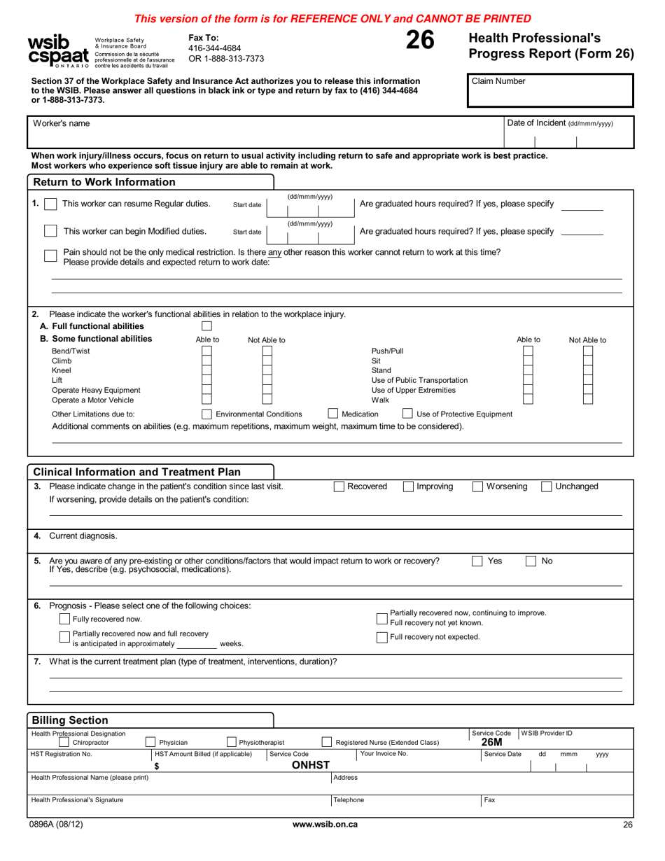 Form 26 (0896a) - Fill Out, Sign Online And Download Printable Pdf 