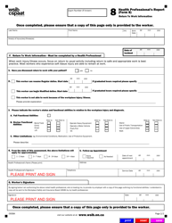Form 8 (0008A) Health Professional&#039;s Report - Ontario, Canada, Page 3