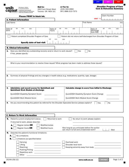 Form 2524A  Printable Pdf