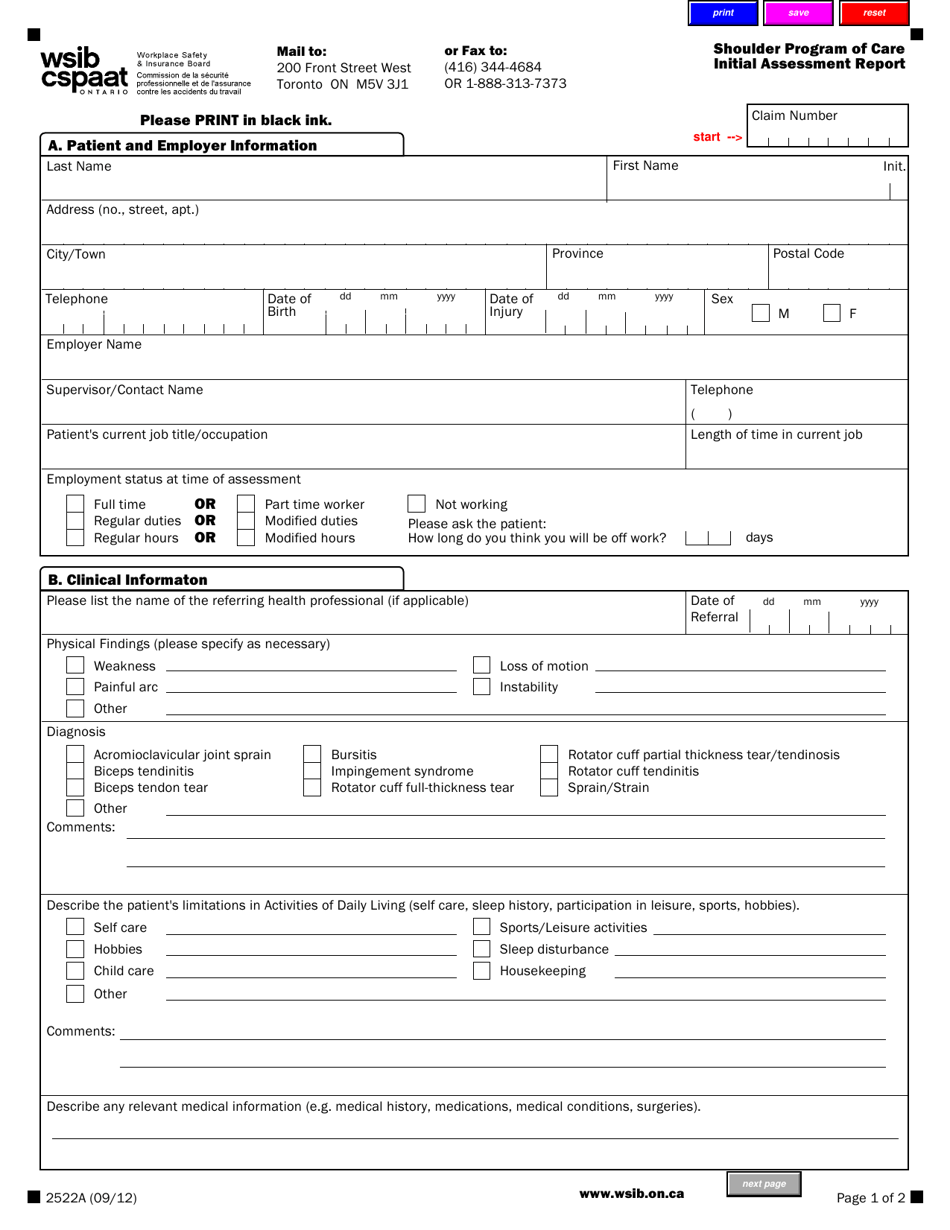 Form 2522A - Fill Out, Sign Online and Download Fillable PDF, Ontario ...