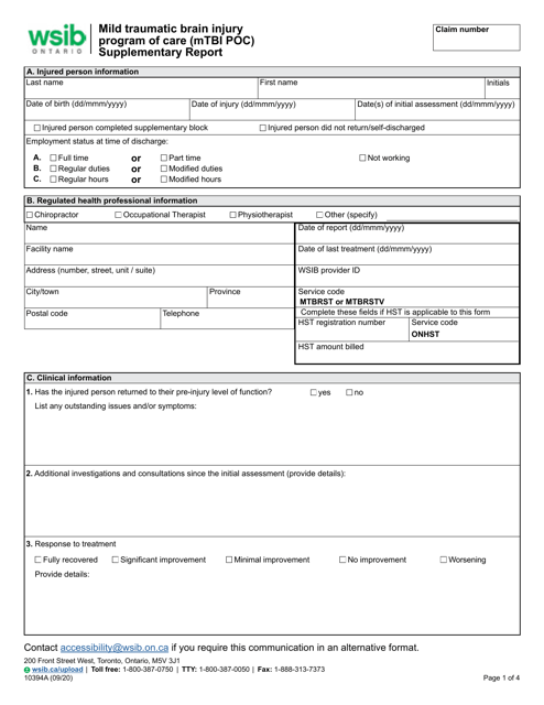 Form 10394A  Printable Pdf