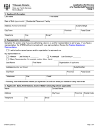 Form 7 (CFS007E) Application for Review of a Residential Placement - Ontario, Canada, Page 2
