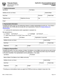 Form 2 (CFS002E) Application About Complaints Against a Children&#039;s Aid Society - Ontario, Canada, Page 2