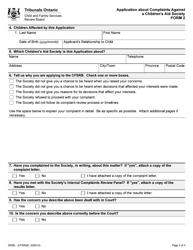 Form 2 (CFS002E) Application About Complaints Against a Children&#039;s Aid Society - Ontario, Canada, Page 3