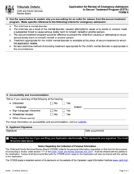 Form 5 (CFS005E) Application for Review of Emergency Admission to Secure Treatment Program (Esta) - Ontario, Canada, Page 3