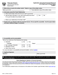 Form 1 (CFS001E) Application About the Proposed Removal of a Child From a Foster Home - Ontario, Canada, Page 3