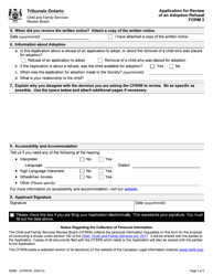 Form 3 (CFS003E) Application for Review of an Adoption Refusal - Ontario, Canada, Page 3
