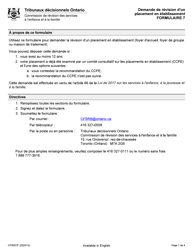 Document preview: Forme 7 (CFS007F) Demande De Revision D'un Placement En Etablissement - Ontario, Canada (French)