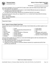 Form 4 Notice of Human Rights Code Claim - Ontario, Canada