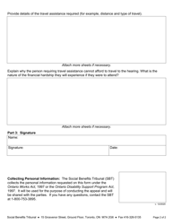 Form 6 Request for Travel Assistance - Ontario, Canada, Page 2