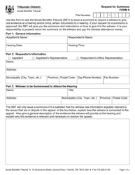 Form 8 Request for Summons - Ontario, Canada
