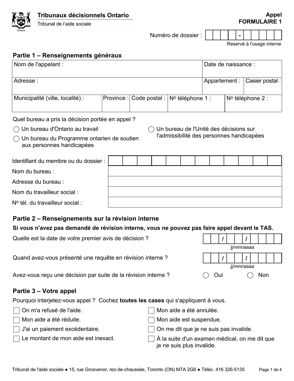 Forme 1 Appel - Ontario, Canada (French), Page 2