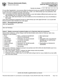 Document preview: Forme 4 Avis De Plainte Fondee Sur Le Code DES Droits De La Personne - Ontario, Canada (French)