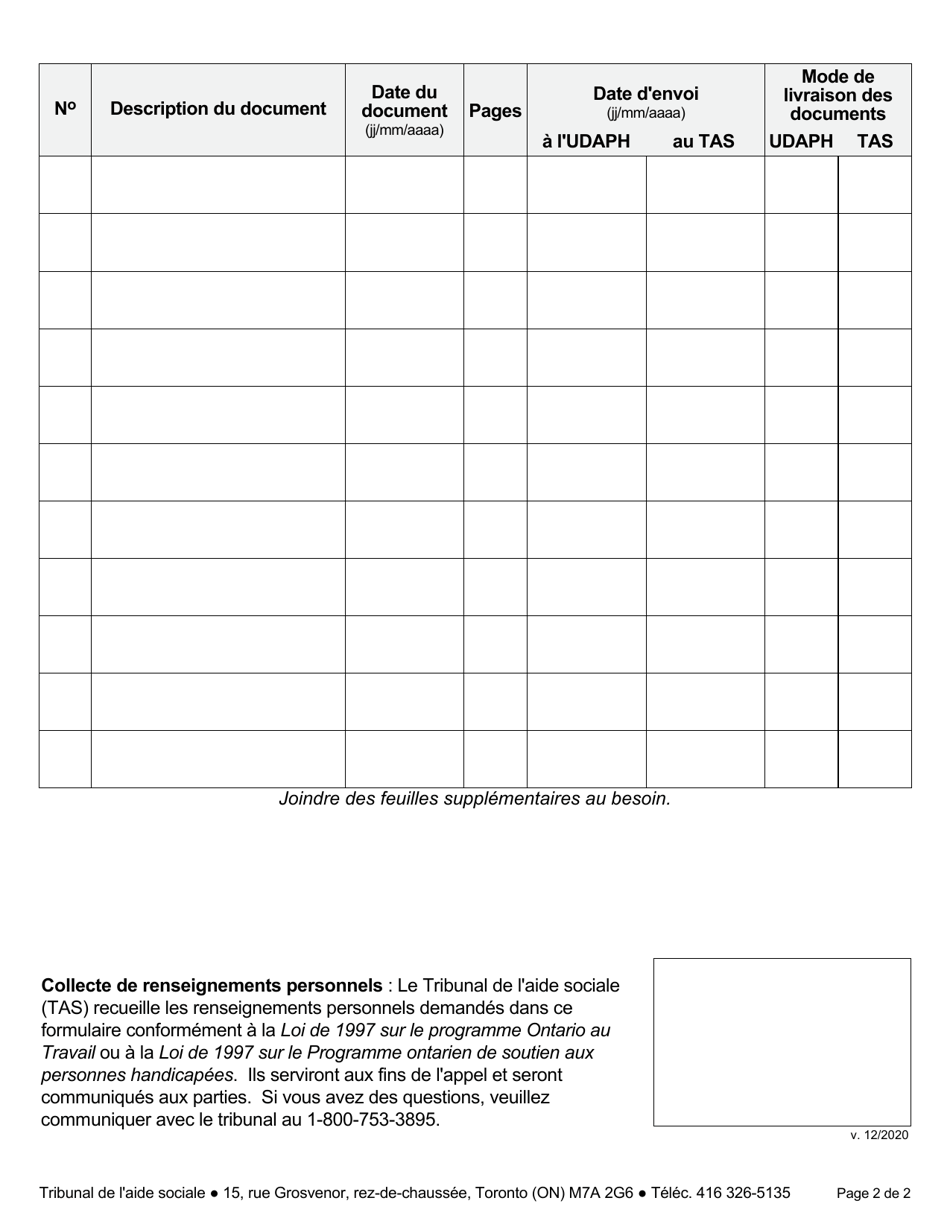 Forme 5 Nouveaux Renseignements Medicaux - Ontario, Canada (French), Page 4