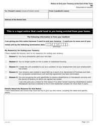 Document preview: Form N8 Notice to End Your Tenancy at the End of the Term - Ontario, Canada