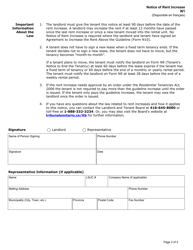 Form N1 Notice of Rent Increase - Ontario, Canada, Page 2