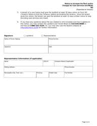 Form N3 Notice to Increase the Rent and/or Charges for Care Services and Meals - Ontario, Canada, Page 2
