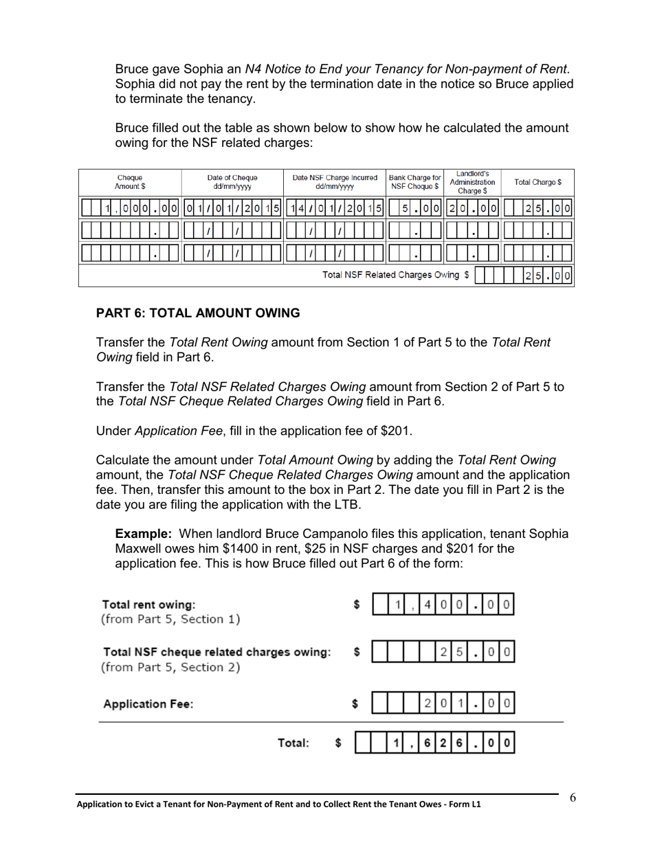 Instructions for Form L1 Application to Evict a Tenant for Non-payment of Rent and to Collect Rent the Tenant Owes - Ontario, Canada, Page 7