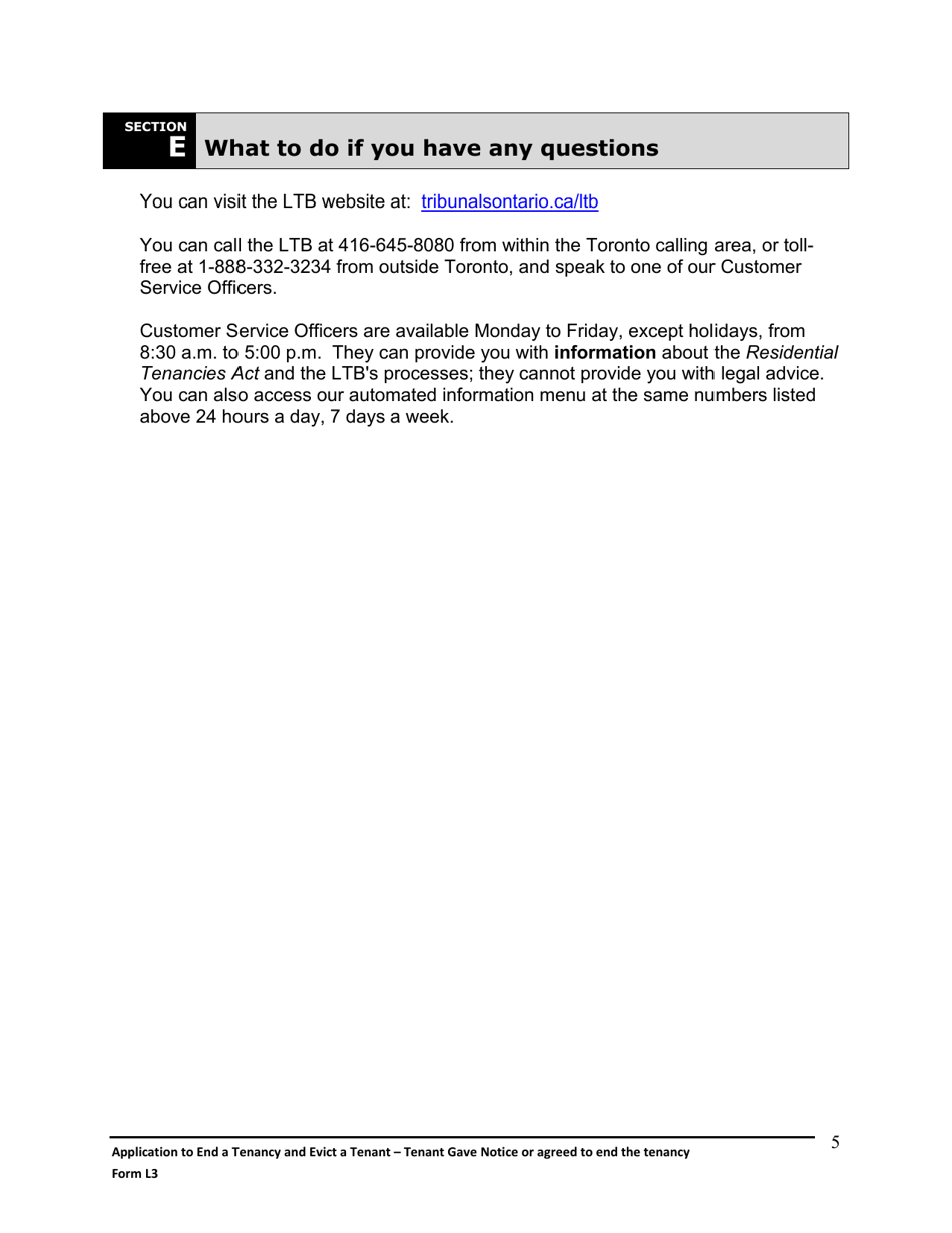 Instructions for Form L3 Application to End a Tenancy and Evict a Tenant - Tenant Gave Notice or Agreed to End the Tenancy - Ontario, Canada, Page 6