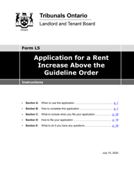 Instructions for Form L5 Application for a Rent Increase Above the Guideline - Ontario, Canada