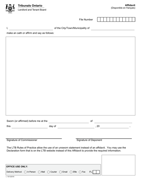 Affidavit - Ontario, Canada Download Pdf