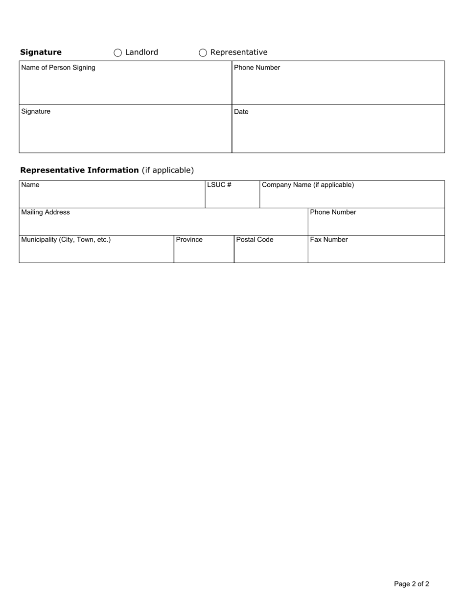 Landlords Notice to Terminate Obligation to Supply Electricity - Ontario, Canada, Page 2