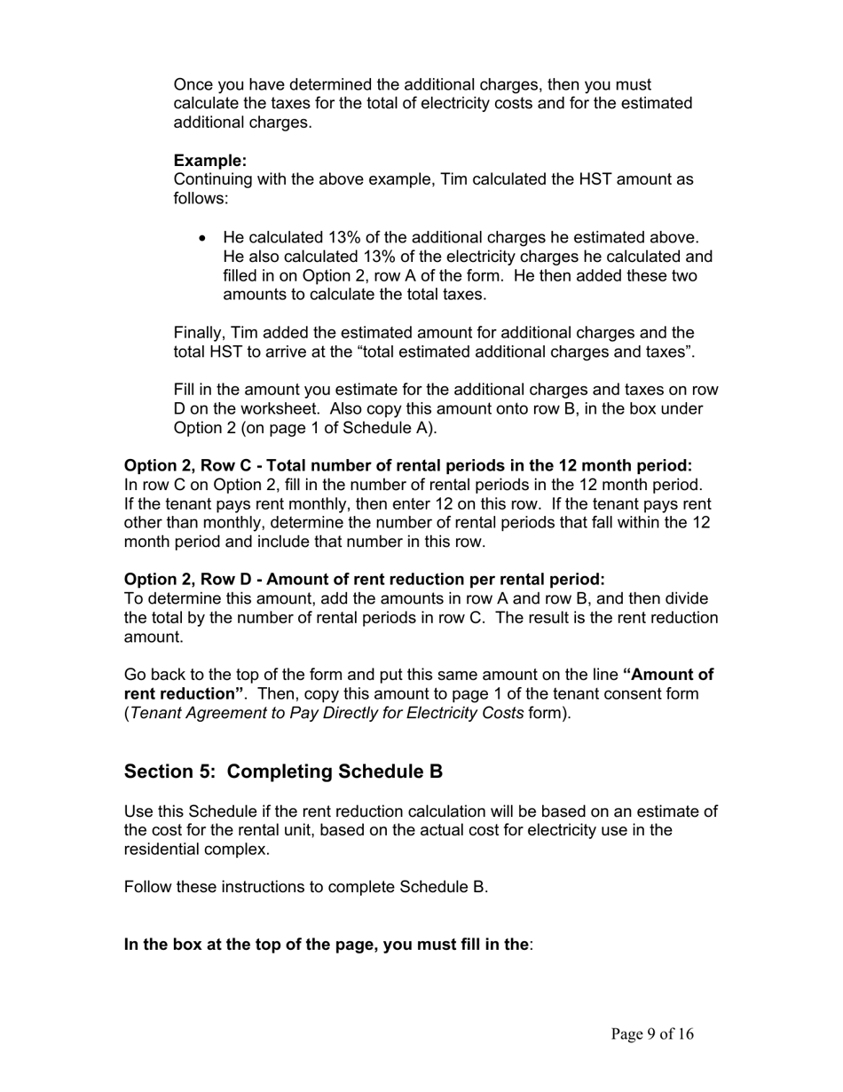 Instructions for Tenant Agreement to Pay Directly for Electricity Costs - Ontario, Canada, Page 10
